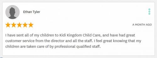 Ethan Tyler - Testimonial about Kidi Kingdom Child Care