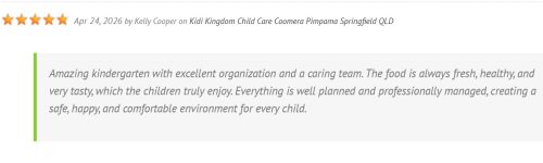 Kelly Cooper Review about Kidi Kingdom Child Care Centres Coomera