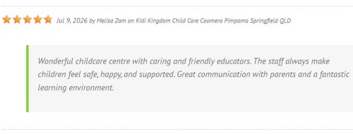 Melisa Zam Review about Kidi Kingdom Child Care Centres Pimpama
