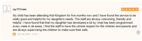 Testimonial about Kidi Kingdom Child Care