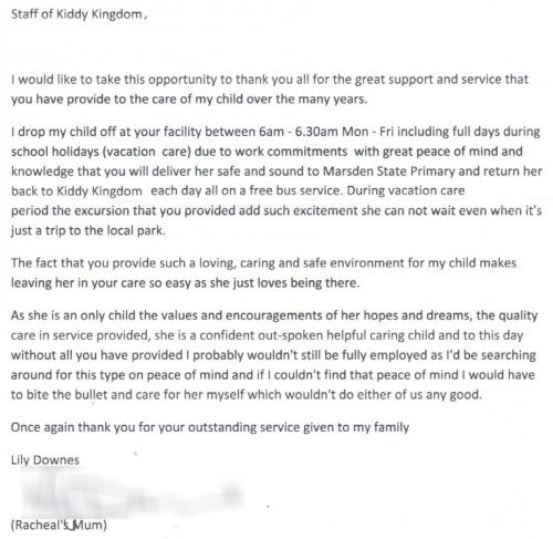 Testimonial about Kidi Kingdom from Lily Downes